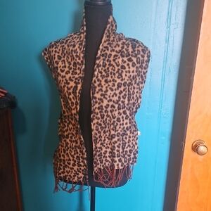 Leopard Print Fringe Vest - Brown/Black